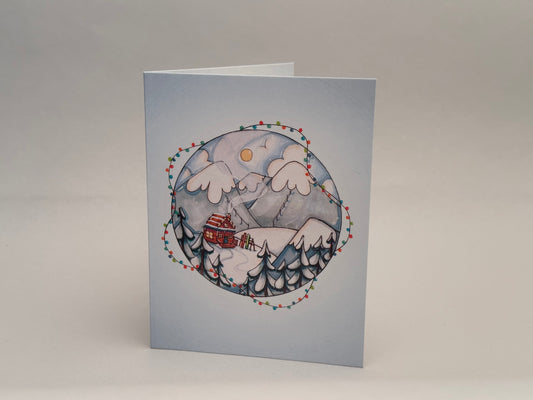 "Snowy Ski Mountains" Greeting Card